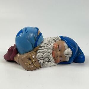 1970's Ceramic Sleeping Garden Gnome Hand Painted Elf Yard Decor Nun Monestary